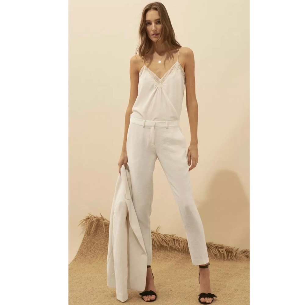 NEW BA&SH BEIGE CROPPED SLIM LEG PANTS - Picture 8 of 9
